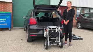 How to lift an electric folding wheelchair in a car [upl. by Yenhoj]