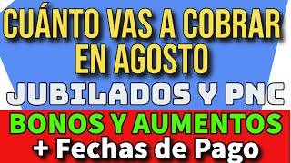 💥Cuanto cobro en Agosto BONO Y AUMENTO de Anses  JUBILADOS Y PNC 💲285000 INFLACIONMILEI [upl. by Kissel]