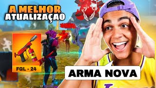 TESTEI A NOVA ARMA DO FREE FIRE NA NOVA ATUALIZAÇÃO VEJAM COMO FOI  FREITAS JOGANDO FF SOLO RANK… [upl. by Yerffe]