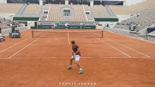 RolandGarros 2019  Federer  Schwartzman practice points Court level view [upl. by Rugen]