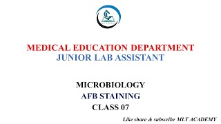 AFB STAININGMICROBIOLOGYJUNIOR LAB ASSISTANT [upl. by Marijn]