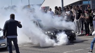 Epic Revs and Insane Burnout Crazy LOUD Fiexhaust on W204 C63 AMG  Saisonopening Motorworld [upl. by Noled]