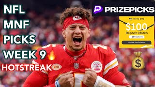 PRIZEPICKS NFL MNF WEEK 9 PICKS podcast nfl parlayplay underdogfantasy [upl. by Leffen]