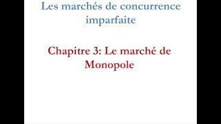 Chapitre 3  Le marché du Monopole [upl. by Ramos261]