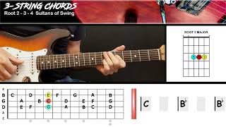 Sultans of Swing  Dire Straits  GUITAR LESSON  Triads Chords [upl. by Philemol455]