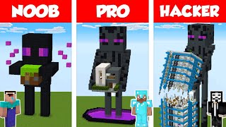 Minecraft NOOB vs PRO vs HACKER ENDERMAN STATUE HOUSE BUILD CHALLENGE in Minecraft  Animation [upl. by Jameson]