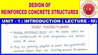 DOUBLY REINFORCED BEAMS  SITUATIONS WHERE DRB ARE PREFERRED  RCC LECTURES IN TELUGU [upl. by Yatnuhs152]