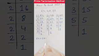 HCF by Prime Factorisation Method l Maths l HCF maths hcf shorts shortsfeed [upl. by Teriann]