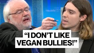 1 vegan vs 3 meat eating panellists Heated TV debate [upl. by Einial]