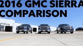 2016 GMC Sierra SLE SLT Denali Trim Comparison [upl. by Buell]