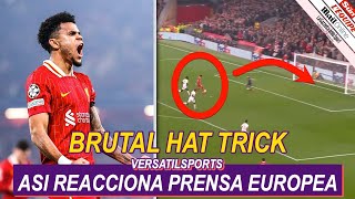 ASI REACCIONA PRENSA EUROPEA a HAT TRICK de LUIS DIAZ LIVERPOOL vs BAYER LEVERKUSEN [upl. by Nimref]