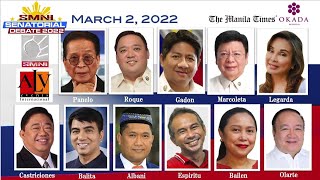 The SMNI Senatorial Debate 2022  March 2 2022 [upl. by Enyamert]