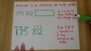 Mathématique  arrondir à la centaine de mille près en regardant le chiffre à droite [upl. by Nivram]