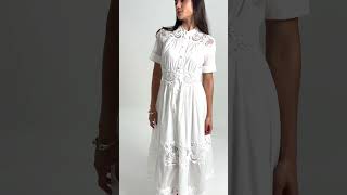 Vestido Midi Renda Anastacia Branco [upl. by Anawad]