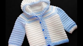 HOW TO CROCHET Cardigan sweater for boys and girls up to 5 yrs quotJamesquot Hoodie Pattern [upl. by Thorne]