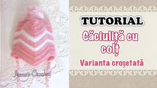 TUTORIAL  Caciulita cu colt Modelul crosetat [upl. by Rolyak]