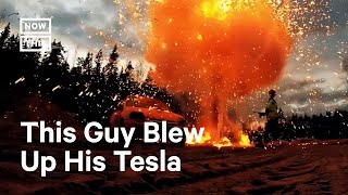 Man Blows Up Tesla Instead of Paying 22k in Repairs [upl. by Attoynek405]