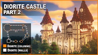 Minecraft How to build a Medieval Diorite Castle  Tutorial PART 2 [upl. by Ordnassela170]