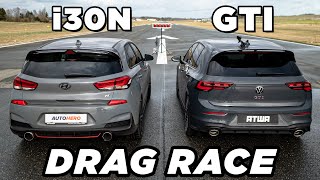 VW Golf 8 GTI Clubsport vs Hyundai i30N Performance  DRAG RACE [upl. by Niletac]