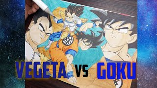 Vegeta vs Goku First fight Goku drawing Vegeta drawing gokuvsvegeta dragonballz howtodrawgoku [upl. by Lenssen]