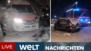 SCHNEECHAOS WINTEREINBRUCH bringt Deutschland ordentlich ins Rutschen I WELT Newsstream [upl. by Adiehsar]