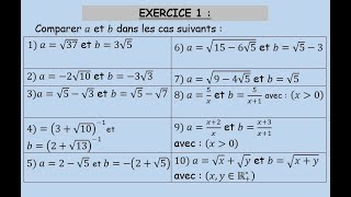 Ordre dans IR Série 1 Exercice 1Comparaison de deux nombresTCSFالترتيب في المجموعة IR [upl. by Hoseia1]