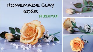 Homemade Airdry Clay Rose with useful tips Cold Porcelain Clay RoseGumpaste Rose [upl. by Atnes]