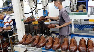 Amazing leather shoe manufacturing processChinese shoe factory [upl. by Aliac]