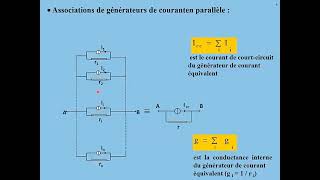 8 Générateurs et récepteurs 4sur4  Dualité ThéveninNorton  Associations de générateurs [upl. by Astri]