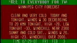 Winnipeg weather channel  Feb 3 1989 [upl. by Aneez105]