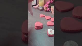 Making fake pink heart sandwich cookies cutefood fakefood foodart aesthetic satisfying cookies [upl. by Berke]