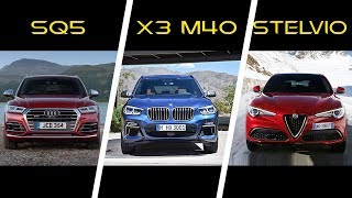 2017 Audi SQ5 vs 2018 BMW X3 M40i vs 2018 Alfa Romeo Stelvio [upl. by Veriee]