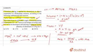 Chromium plating is applied by electrolysis to objects suspended in a dichlromate solution [upl. by Noneek]