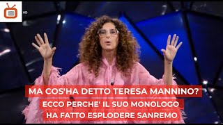 Ma cosha detto Teresa Mannino Ecco perchè il suo monologo ha fatto esplodere Sanremo 2024 [upl. by Annola]