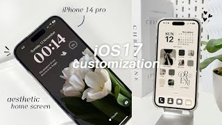 iOS 17 AESTHETIC CUSTOMIZATION 🌱☁️  custom iphone theme widgets icons tutorial [upl. by Eneryc318]