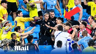 Moment Darwin Núñez confronts fans in stands after Uruguays Copa America defeat to Colombia [upl. by Gathard11]