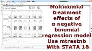 Multinomial treatment effects of a negative binomial regression model Use mtreatnb With STATA 18 [upl. by Mcnutt]