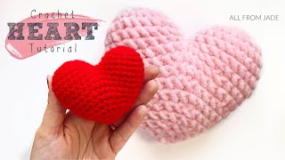 EASY CROCHET HEART  Full tutorial NO SEWING REQUIRED  Valentines Day Project  RightHanded [upl. by Ecinom847]