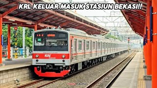 NONTON KERETA KRL KELUAR MASUK STASIUN BEKASI  KUMPULAN HUNTING KERETA API DAN KRL STASIUN BEKASI [upl. by Len]