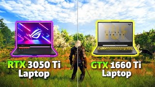 RTX 3050 Ti Laptop 95W vs GTX 1660 Ti Laptop Gaming Benchmark  Test in 8 Games [upl. by Ennayd36]