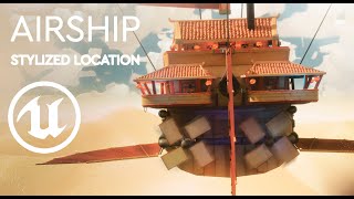 Stylized 3d location cinematic  Airship 3d model  Unreal Engine 5 [upl. by Yaeger]