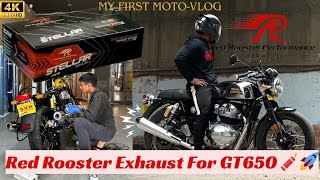 Installing Red Rooster Exhaust in GT 650  Loud Crackles amp MotoVlog [upl. by Nrek]