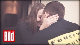 Heiratsantrag eines Feuerwehrmanns  quotJaquot auf der Drehleiter [upl. by Peony371]