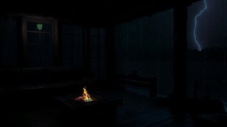 🌧️🏡 Serene Rainfall and Warm Firelight in a Charming Cottage  Tranquil Nature Sounds 🔥🌲✨ [upl. by Gish333]