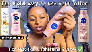 Step by step How to use a body lotion for it to brighten amp glow your skin 💯 Nivea even glow [upl. by Bergwall596]