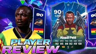 🚀90 UEFA HEROES ABEDI PELE PLAYER REVIEW  EA FC 24 ULTIMATE TEAM [upl. by Onej]