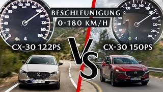 0  180 kmh Test Mazda CX30 122 PS vs CX30 150 PS  GPS Timer Beschleunigung [upl. by Linette435]