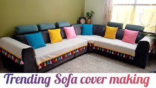 Trending Sofa cover makingTutorial of a sofa cover making [upl. by Eelarac]