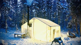 20c WINTER CAMPING SOLO in GLOWING HOT TENT [upl. by Sivia301]