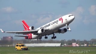 Martinair Cargo McDonnell Douglas MD11F PHMCY takeoff from AMSEHAM Amsterdam Schiphol RWY 18L [upl. by Wiburg]